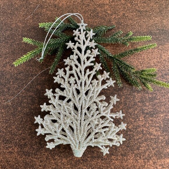 Silver Glitter Christmas Tree Ornament - Picture 9 of 9